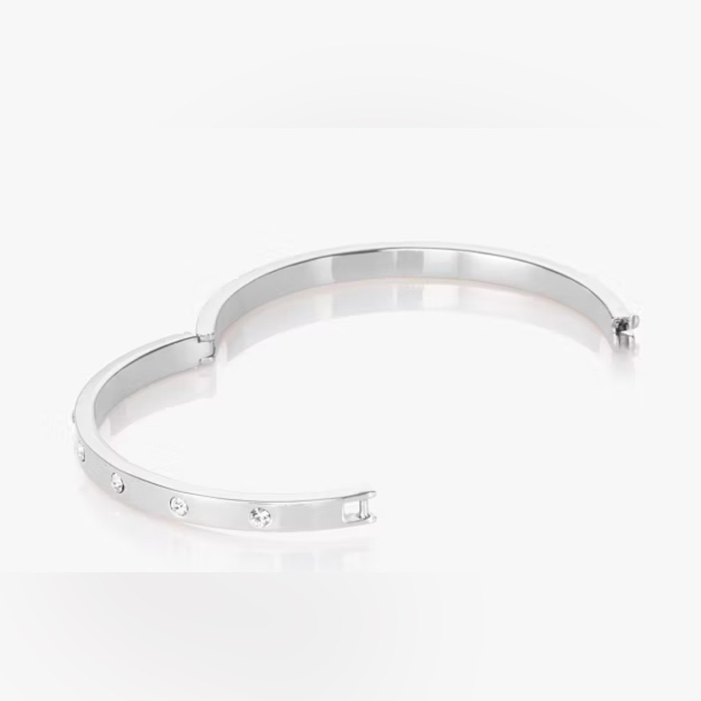 Kate Spade Set in Stone Hinged Silver Bracelet with crystals EUC - Picture 3 of 6
